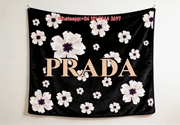 Prada Floral Print Flannel Throw Blanket Black And White Flower Pattern Soft Velvet Blanket IMG_2749